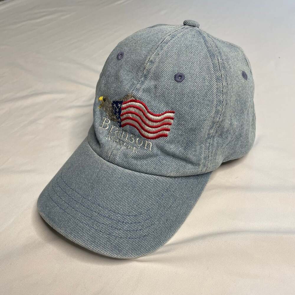 Branson Missouri Denim Dad Hat Adjustable Eagle Flag Embroidered